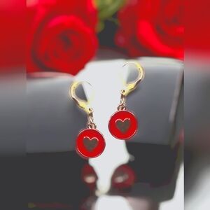Red Heart Drop Earrings